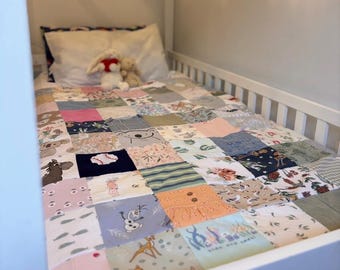 Custom Keepsake memory blanket made from preloved clothing | Baby & Memorial Blanket with Embroidery