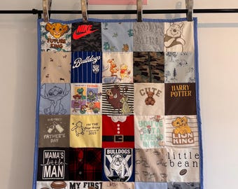 Custom Keepsake memory blanket made from preloved clothing | Baby & Memorial Blanket with Embroidery