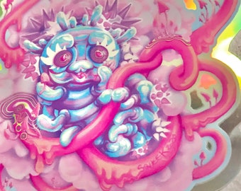 Hungry Caterpillar Psychedelic Holographic Sticker