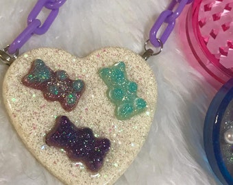 Kawaii Candy Pastel Heart Resin Necklace