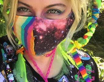 Rainbow Pop Galaxy Deluxe Olson Style adjustable size Face Mask