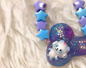 Kawaii Pastel Panda Resin Glitter Penis Necklace mature