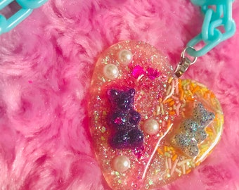 Kawaii Gummy Bear Sprinkle Sweet Heart Resin Necklace