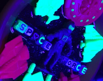 Neon Space Force Fluorescent Assemblage Wall art