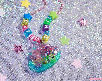 Cute Shit Glitter Resin Necklace MATURE