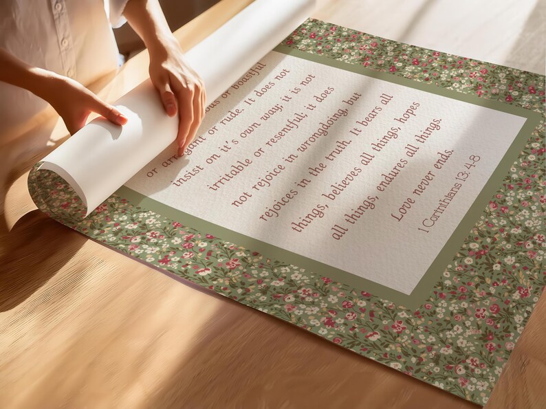 1 Corinthians 13 Scripture Print | Vintage Floral Christian Wall Art ...