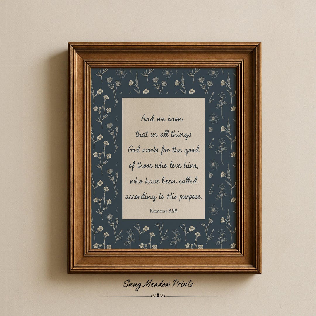 Bible Verse Wall Art – Christian Scripture Print – Blue Floral ...