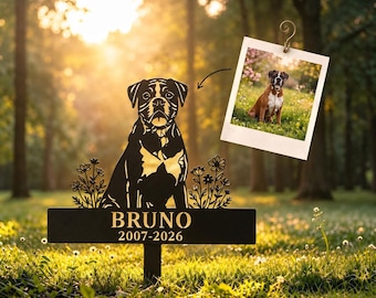 Custom Boxer Dog Memorial Stake – Personalized Garden Grave Marker , Personalized Pet Loss Gift