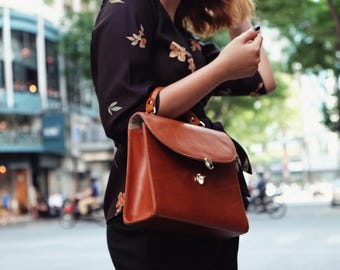 Leder Umhängetasche, Lederhandtasche, Braune Leder Geldbörse, Top Griff Tasche, Minimalistische Ledertasche, Handgefertigte Ledertasche, Geschenk für sie