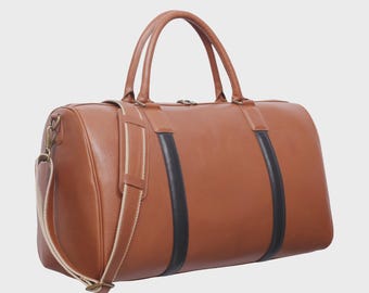 Bolso de viaje de cuero para fin de semana o de mano con correa