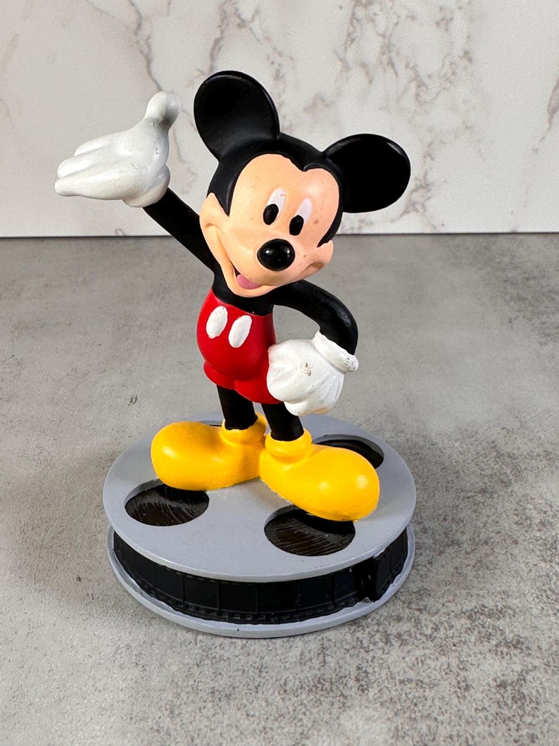 Vintage Mickey Mouse Figurine on Film Reel Base | Disney Collectible Figure | 4.5 Inch Character Display image 1
