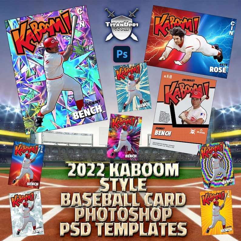 Kaboom! Style Baseball Card Photoshop PSD Templates - Etsy