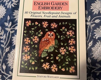 English Garden Embroidery by Stafford Whitaker 1987 Bracken Books vintage needlepoint