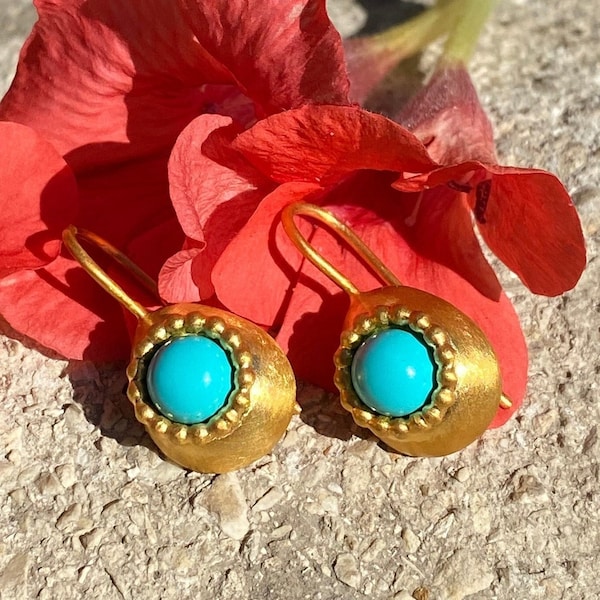 Turquoise Earrings Gold, Teardrop Turquoise Earrings, Turquoise Dangle Earrings, Turquoise Gold Earrings Dangle, Gold And Turquoise Earrings