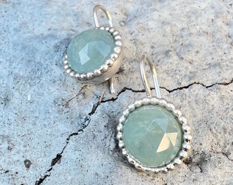 Aquamarine Earrings Silver, Aqua Blue Earrings Silver, Aquamarine Jewelry For Women, Aquamarine Gemstone Earring, Aquamarine Earrings Dangle