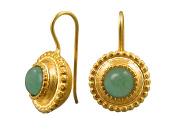 Aventurine Earrings, Green Gemstone Earrings, Aventurine Jewelry, Green Stone Earrings Dangle, Gold Green Earrings, Gold Green Jewelry