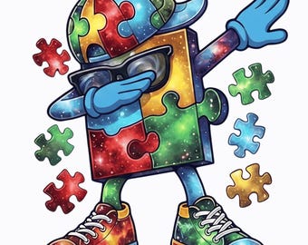 ダビングパズル 自閉症啓発 PNG: 自閉症啓発クリップアート png キッズサポートデザイン (デジタルダウンロード)