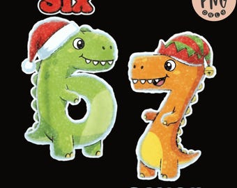 Funny 67 Six Seven Meme T-Rex PNG, Clipart dinosaure drôle, Noël T-Rex 67, Noël 67 png, 67 tendance, Sublimation Png