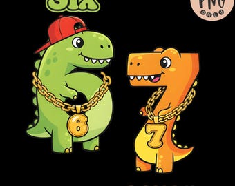 67 Six Seven Dinosaur T-Rex SVG PNG、6～7歳の男の子向けの面白いミーム、恐竜キッズデザイン、6～7歳の子供向けの面白いミームデザイン昇華