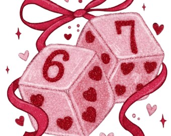 プレッピーな67のバレンタインPNG、サイコロ6 7のクリップアート、面白いコケットのバレンタインシャツのデザイン、トランプのバレンタインPNGダウンロード