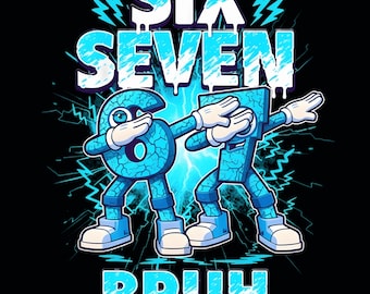 Steal a Brainrot Six Seven Italian Brainrot Kids Gaming Meme PNG, Baseball Number, Six Seven Ice Cream Drip 67 Meme Gen Alpha Slang PNG