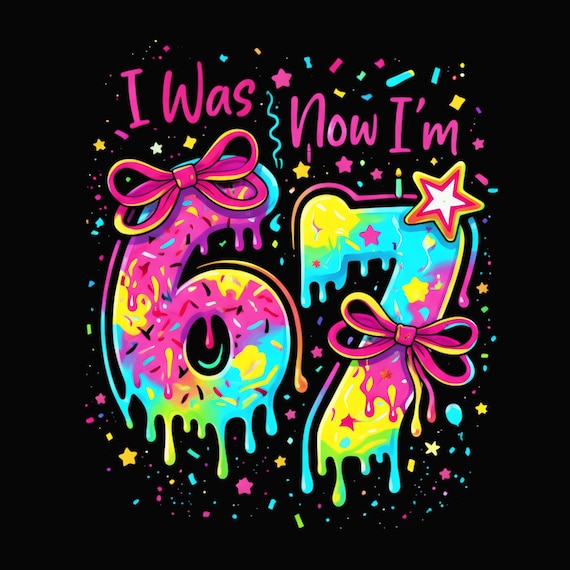 I Was 6 Now I Am 7 PNG SVG, Funny 7th Birthday Sublimation, Viral Six Seven Meme Shirt Design, Kids Turning 7 Digital File, Bday Gift