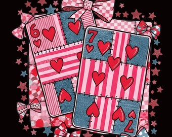 トランプ バレンタイン 6 7 PNG、プレッピー 67 シックス セブン バレンタイン PNG コケット 面白いシャツ デザイン