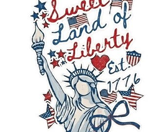 Sweet Land of Liberty PNG 4th of July Statue of Liberty Png, USA Png, America 4th July Png Design, Graffiti America Png, USA America Flag
