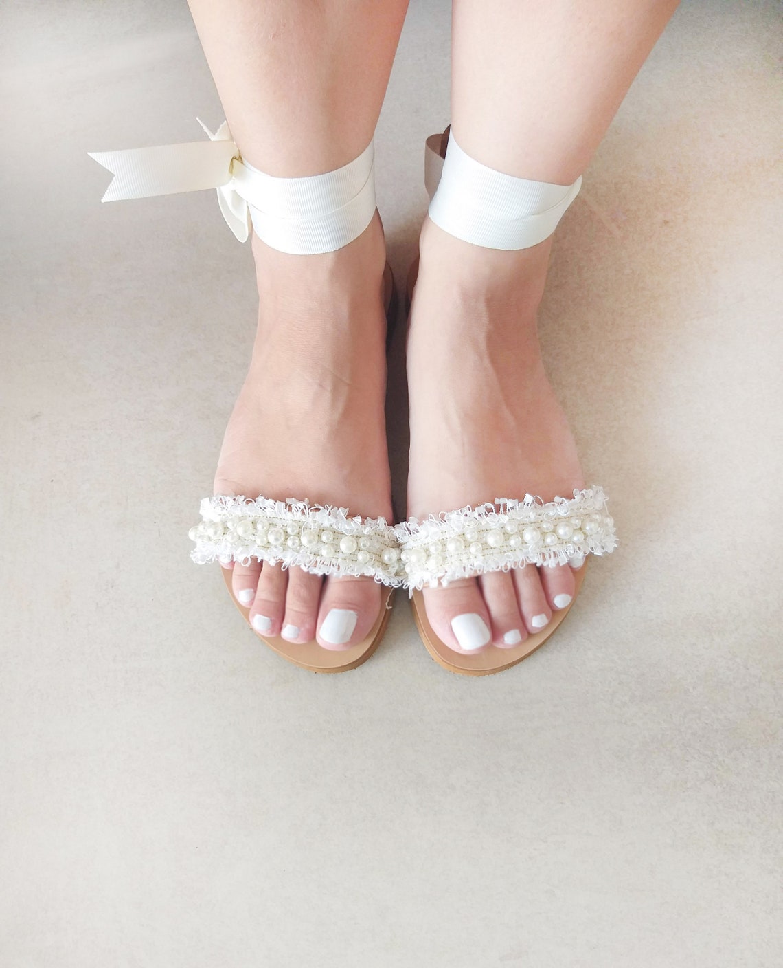 Bridal sandals White lace sandal Wedding sandals Wedding | Etsy