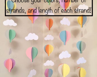 Rainbow Hot Air Balloon Baby Shower Decorations Rainbow Hot Etsy