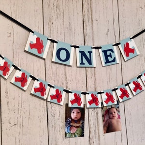 Time Flies Vintage Airplane 1st Birthday , I am 1 ONE High Chair Banner , Airplane 12 Month Photo Banner, Time Flies Decor, 1st Year Photos image 7