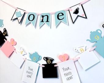 Alice in ONEderland Banner – Tea Party 1st Birthday Decorations