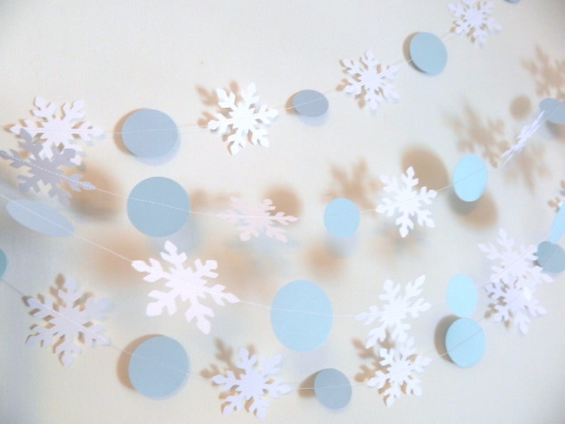 Blue and White Snowflake Garland Onederland Decorations Etsy