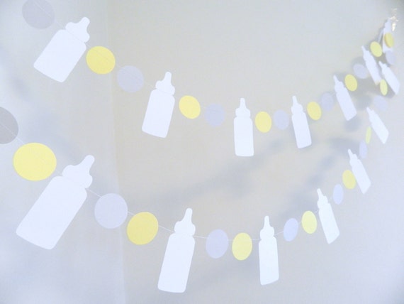 Baby Shower Decorations Baby Bottle Paper Garland Yellow