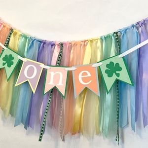 Pastel Rainbow St Patricks Day ONE Banner: 1st Birthday Decor
