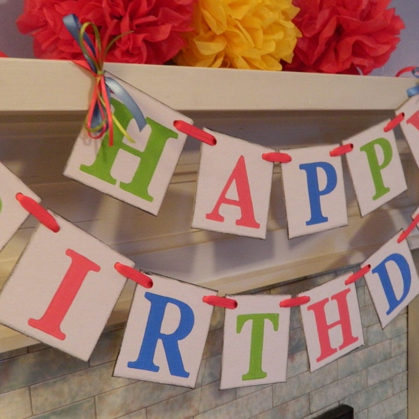 Birthday Banner/ Unisex Birthday Decor/Happy Birthday Banner/ Birthday Party Decor/ Adult or Kids Decor/Photo Prop Custom Colors Available