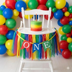 Primary Colors High Chair Banner: First Birthday Garland