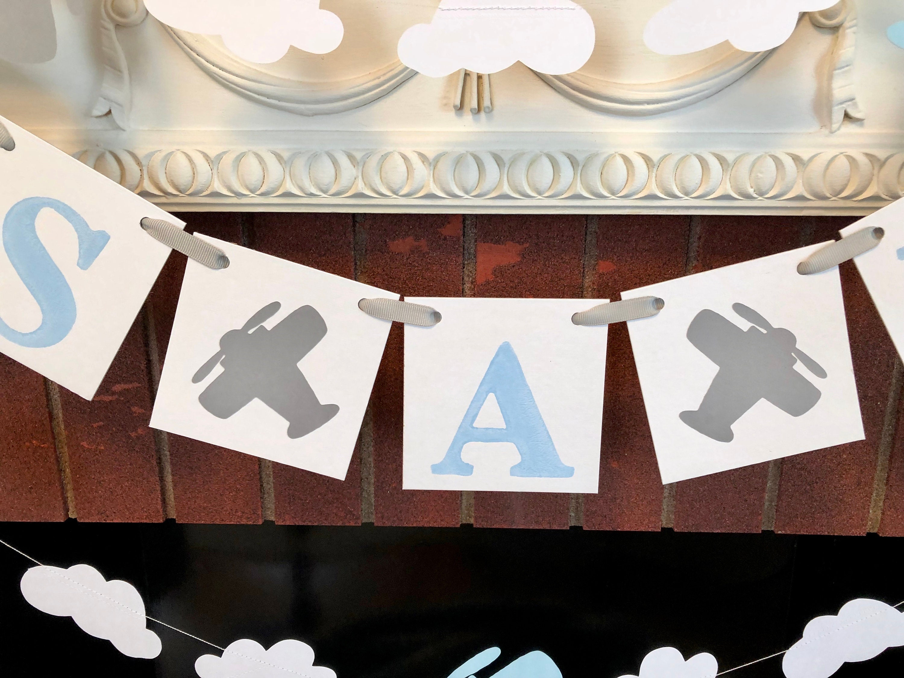 Vintage Airplane Baby Shower Decorations - Balloon Garland Kit With Backdrop For Boys Theme Party