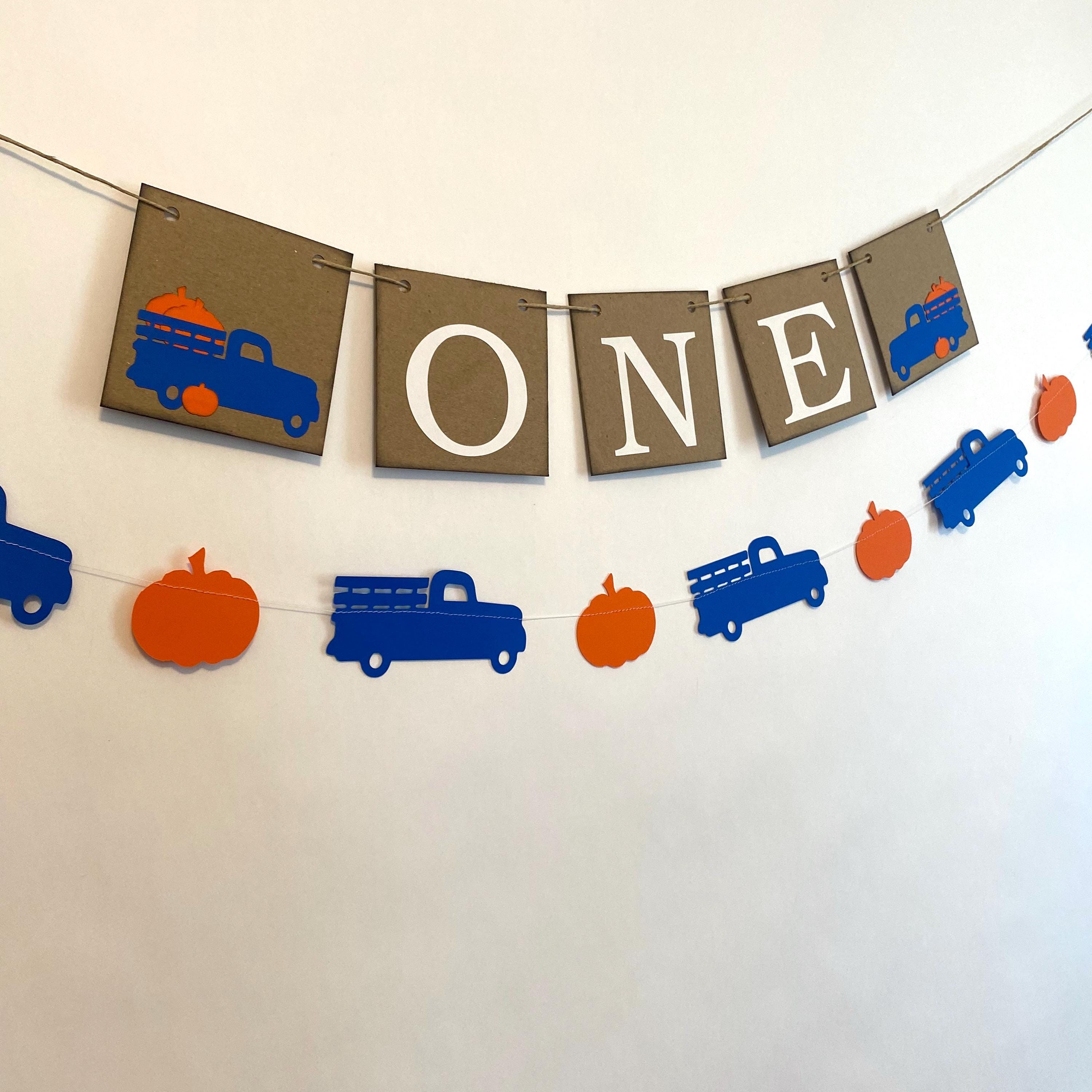 Pumpkin Truck High Chair Banner - First Birthday Decor Photo Prop