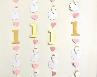 Princess Swan First birthday Decorations, Swan 1st Birthday Background, high chair decoration , Pink and Gold 1st Birthday Decorations