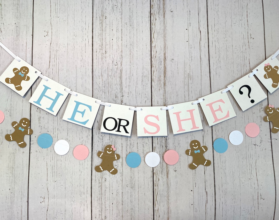 Gingerbread Gender Reveal Banner Pink or Blue Gender Reveal Gingerbread