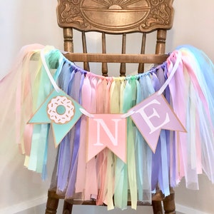 Donut First Birthday Decorations High Chair Tutu ONE High Chair Skirt Donut Grow Up 1st Birthday Backdrop Sweet One Cake Smash image 2