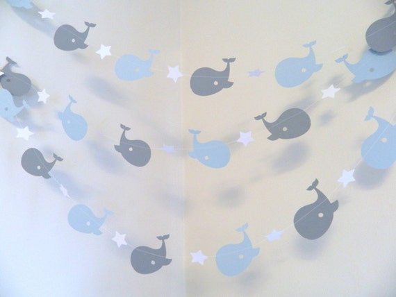 Whale Baby Shower Decorations Blue Gray Whale 1st Birthday Etsy