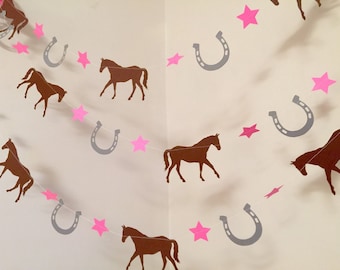 Horse birthday Decorations  - Cowgirl Birthday decorations - Pony garland - saddle up Horse banner - your color choice