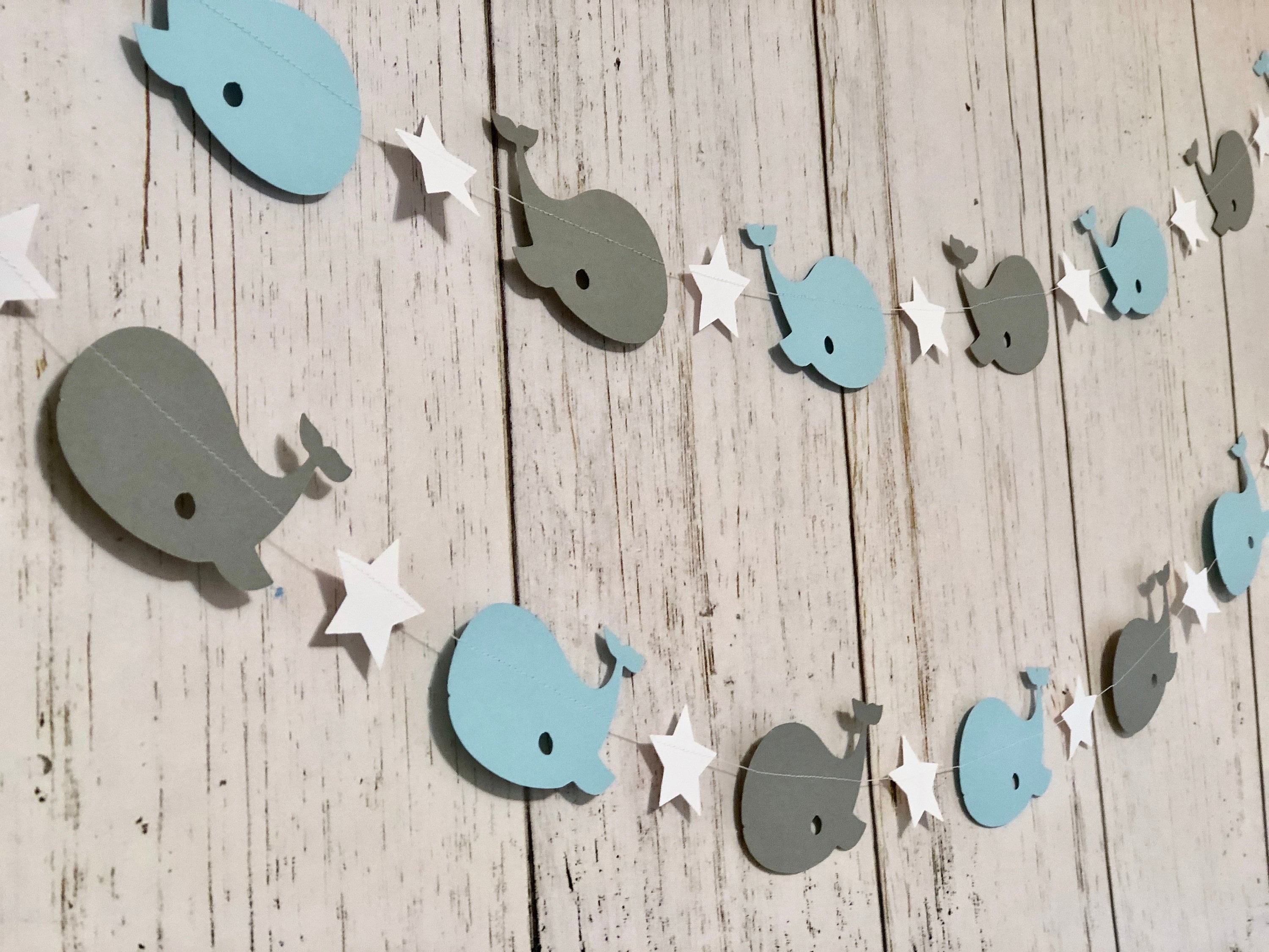Whale Baby Shower Decorations Blue and Gray Whale First Etsy