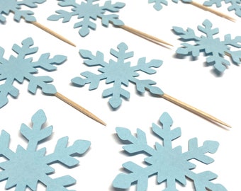 Blue Snowflake Cupcake Toppers, Winter 1st Birthday Decor, Snowflake Cupcake Toppers, Snow Fun to Be One Birthday Cake toppers , Wonderland