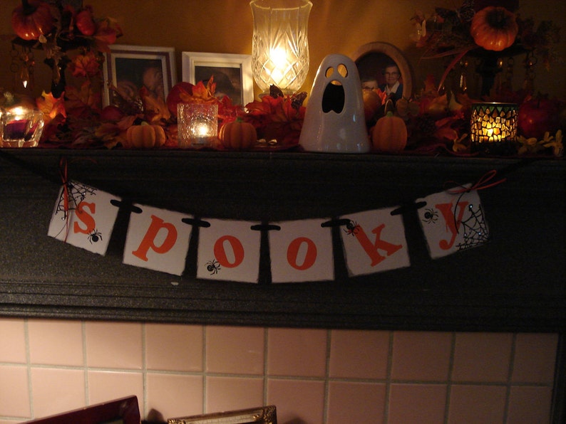 Halloween Decorations SPOOKY Banner Halloween Garland Halloween Banners Spooky Halloween Party Sign /Halloween/Photo Prop image 3