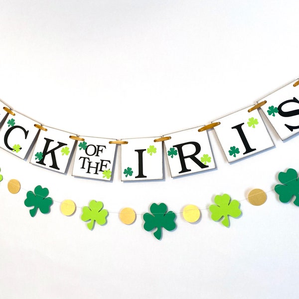 Luck of the Irish Banner St Patrick's Day Decorations Irish Garland Shamrock Bunting St Patrick's Garland Pinch Me Lucky Banner