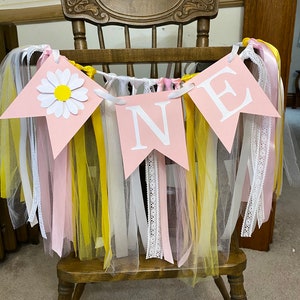 Daisy 1st Birthday Decorations ONE High Chair Banner Retro Daisy First ...