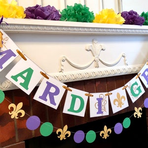 Mardi Gras Decorations Mardi Gras Banner Mardi Gras Party Decoration Mardi Gras Party Banner Fat Tuesday Decorations image 2